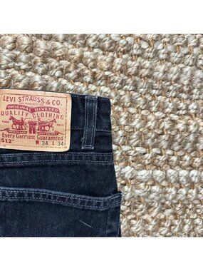 Vintage Levis 512 Black Denim Jeans Mens W34 L34 Slim Taper 34x34 Made In USA 10